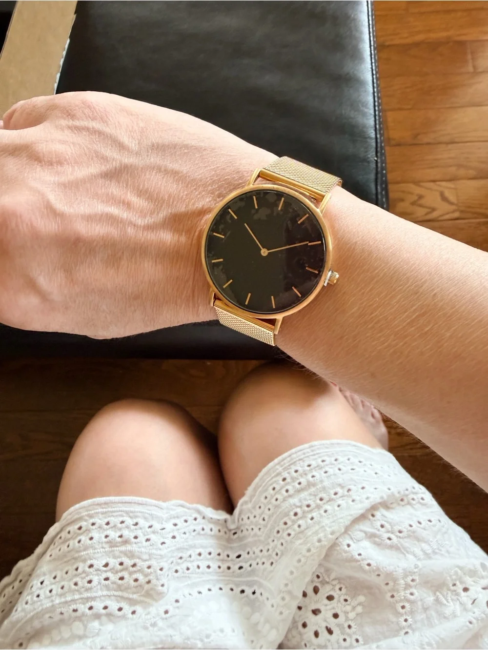 Votch Minimalist Rose Gold Mesh Watch with Black Dial
